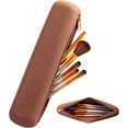 thumbnail image 1 of Upgrade with zipper Makeup Brush Holder. Soft and Silky Silicone Cosmetic Brush Box. and Portable Cosmetic Face Brushes Tools Organizer for Travel. (Brown), 1 of 5