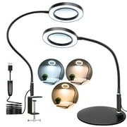 Upgrade10X 20X Magnifying Glass with Light and Stand 2 in 1 Real Glass Desk Magnifier with Light 3 Color Modes Stepless Dimmable Desk Lamp & Clamp Lighted Magnifier for Hobby Repair Close Works