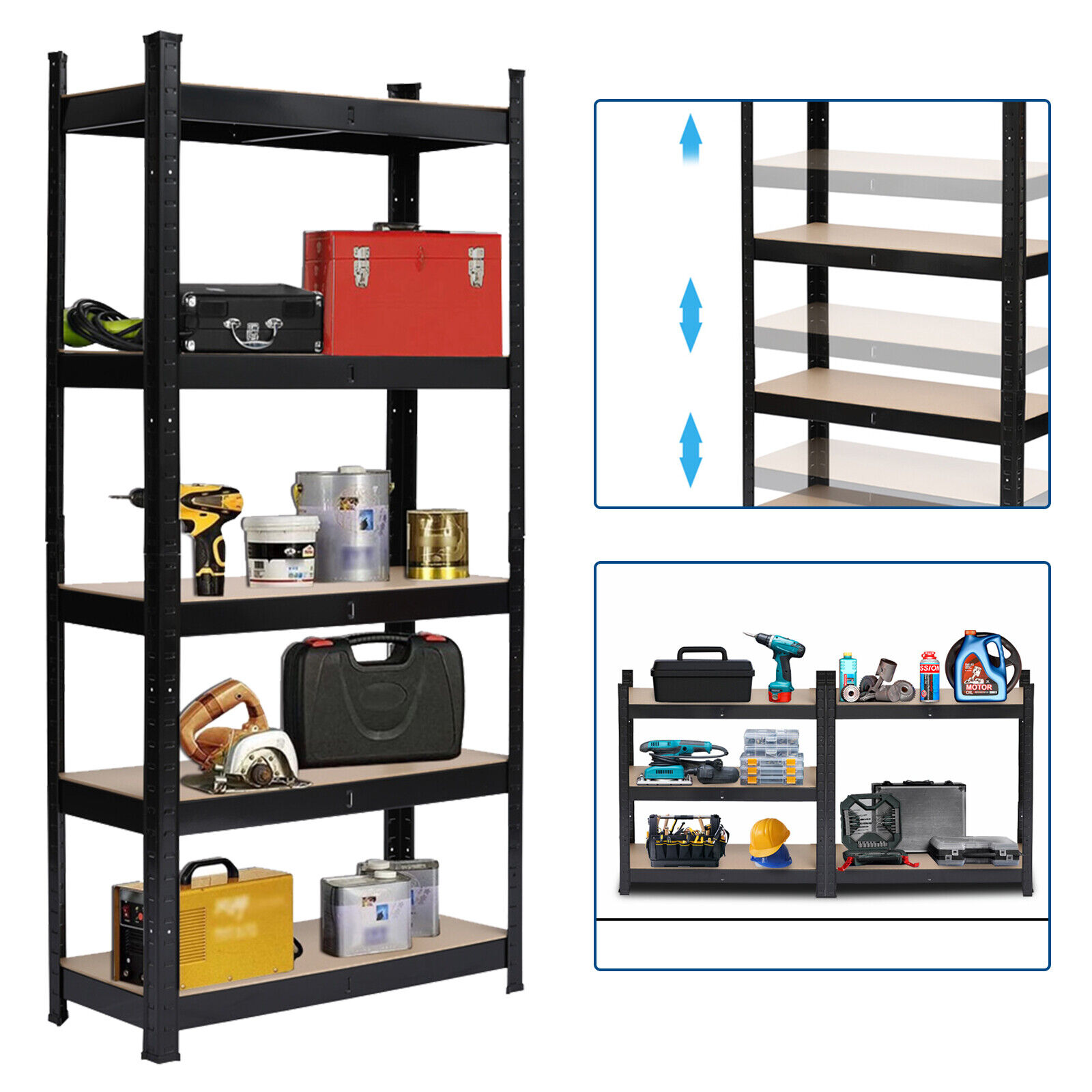 Upgrade150 x 70 x 30cm 5 Tier Storage Shelf Freestanding Garage
