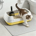thumbnail image 1 of Upgrade18.9x12.6x6.1in Semi Enclosed High Bar Cats Litter Box with Splash Proof Design, Includes Matching Litter Shovel Large Capacity Cat Litter Box for Home Cats Yellow, 1 of 6