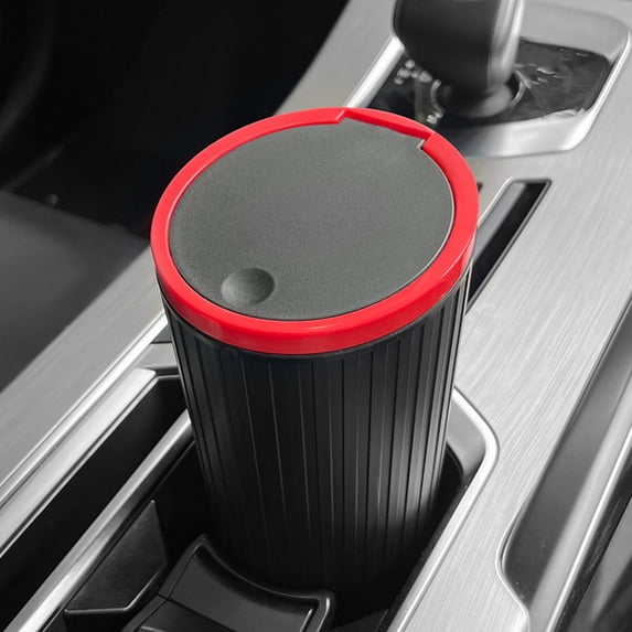 WOHAPY Upgrade Upgrade550ml Small Car Trash Can with One Click Open Lid, Mini Storage Box for Car Cup Holder, Leak-Proof Portable Garbage Bin for Vehicle Interior Red