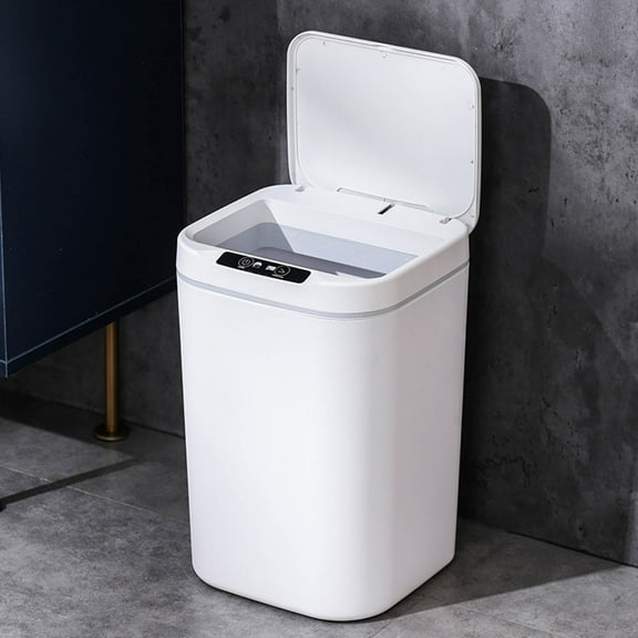 Upgrade9.3x8.7x11.8in 15L Smart Trash Can Automatic Sensor Dustbin Waste Bin, Infrared Sensor Wastebasket for Kitchen Bathroom Recycling White