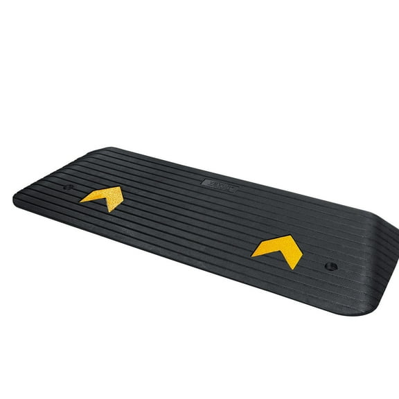 Upgraded 1.5" Rubber Threshold Ramp for Wheelchair & Scooter, 33,069Lbs Capacity, Non-Slip Textured Surface, Black  Durable Curb Ramp for Doorways
