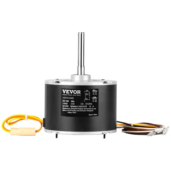 Upgraded 1/6 HP Condenser Fan Motor 1075 RPM, 208-230V Reversible OEM Replacement with Explosion-Proof CBB65 Capacitor