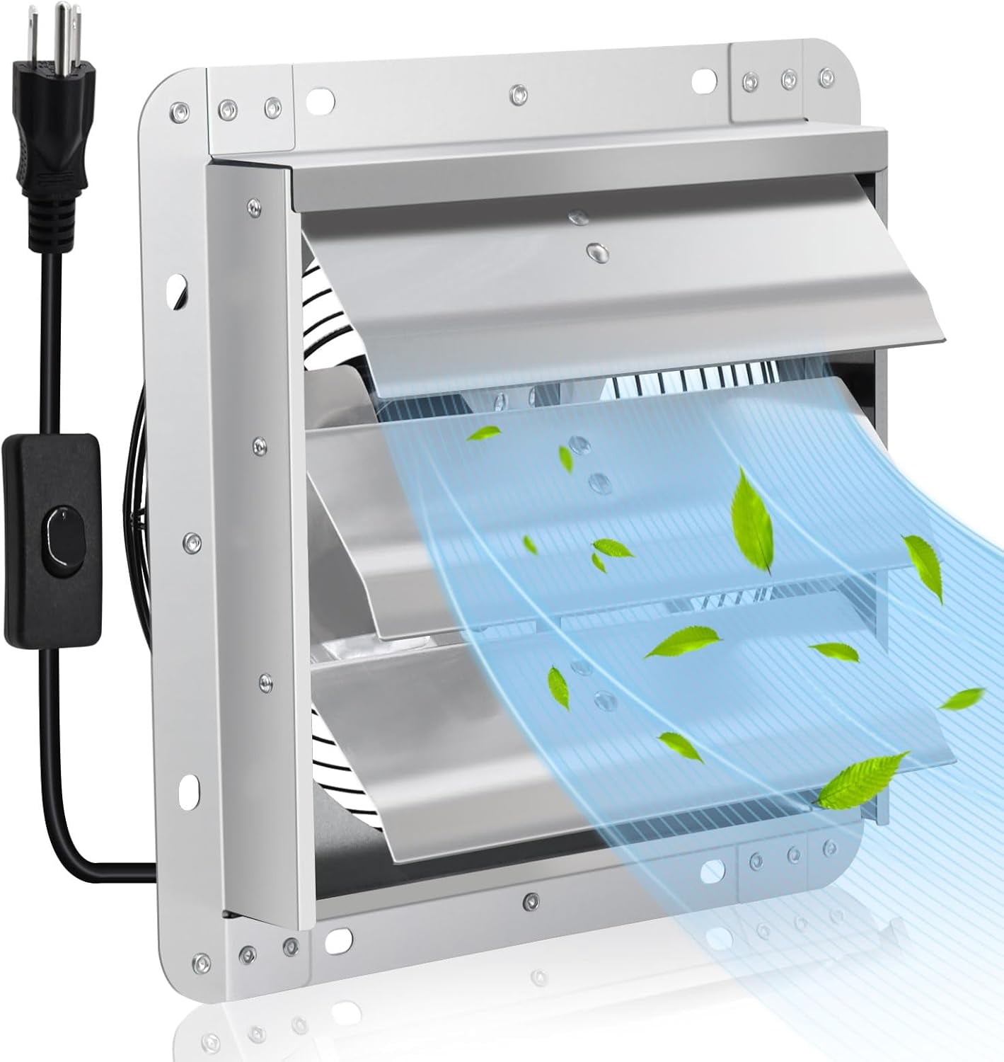 Upgraded 10 Inch Shutter Exhaust Fan 820 CFM, Wall Mount Attic Fan Vent ...