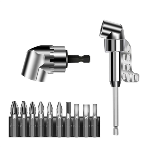 Upgraded 105 Degree Right Angle Drill Adapter Kit with Multifunction Bend Screwdriver for Tight Spaces (2.5in and 5.5in)