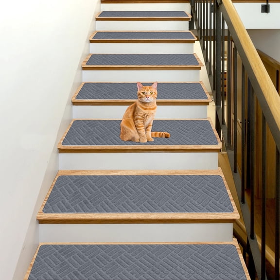 Upgraded 10PCS Large Size No Slip Carpet Stair Treads Non Slippery Rug Slip Resistive Indoor Runner For Kids Elders And Pet With Reusable Adhesive Easy To Clean A