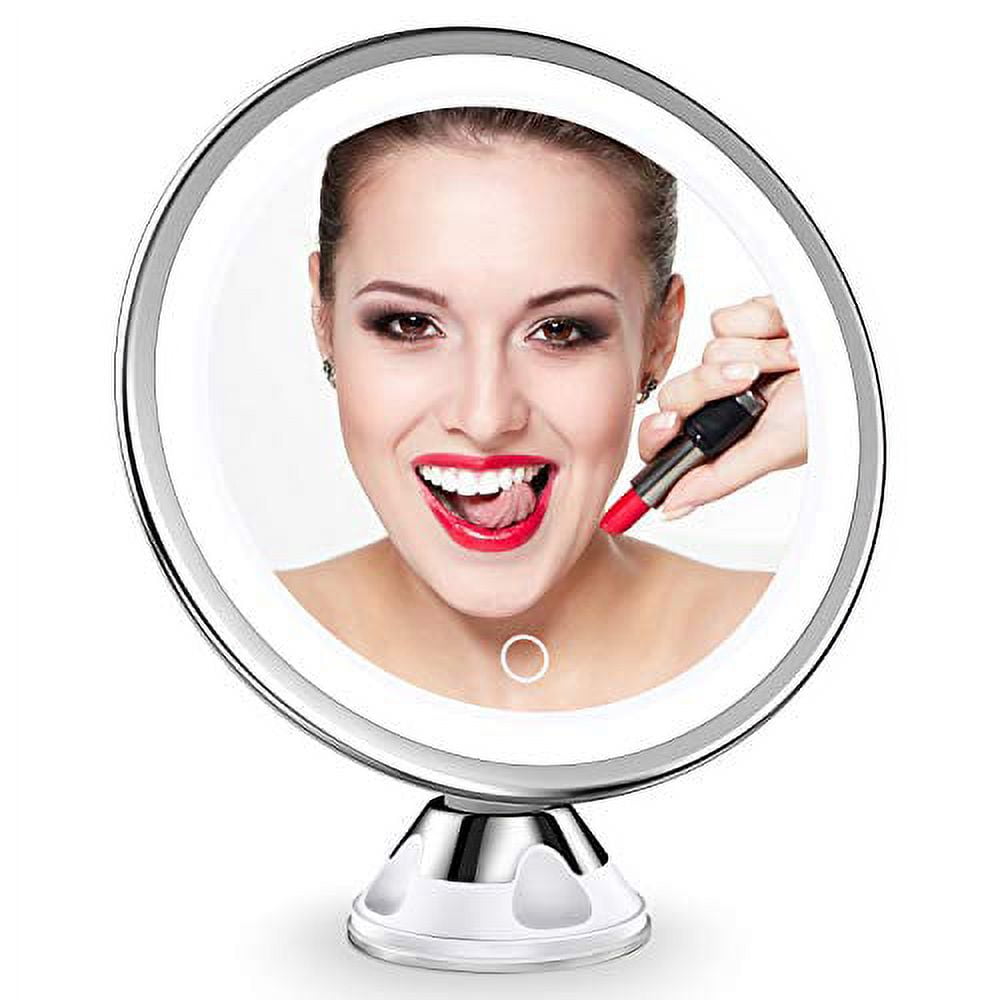 Venigo Upgraded 10x Magnifying Lighted Makeup Mirror with Touch Control, Powerful Locking