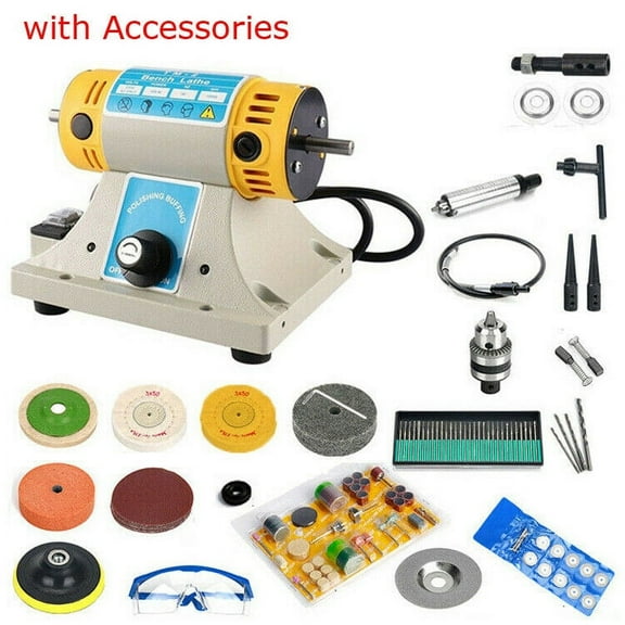 Upgraded 110V Gem Jewelry Rock Bench Polishing Grinding Machine Lathe Polisher
