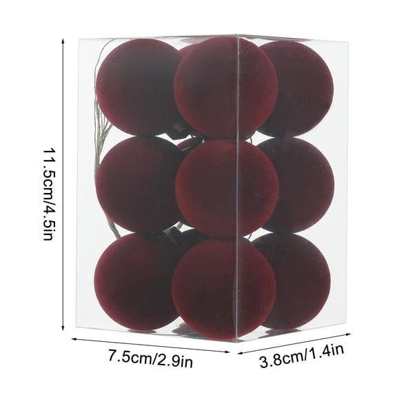 Upgraded 12 Pcs Velvet Christmas Balls Flocked Christmas Tree Ornaments Plastic Balls Xmas Decorative Hanging Ornaments Christmas Tree Decoration C