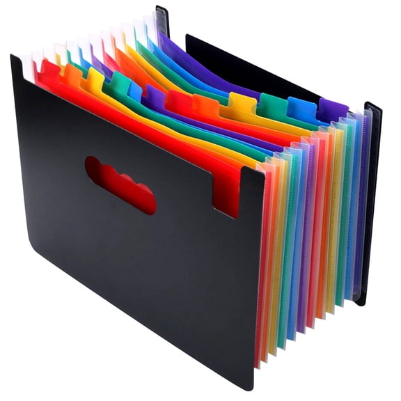 Upgraded 12 Pocket Accordion File Organizer, Durable Plastic Expandable Folder, Letter A4 Size with Blank Labels Tabs for Documents, File, Receipts, Bills, Taxes Classification, 1Pc(Black,12x10")