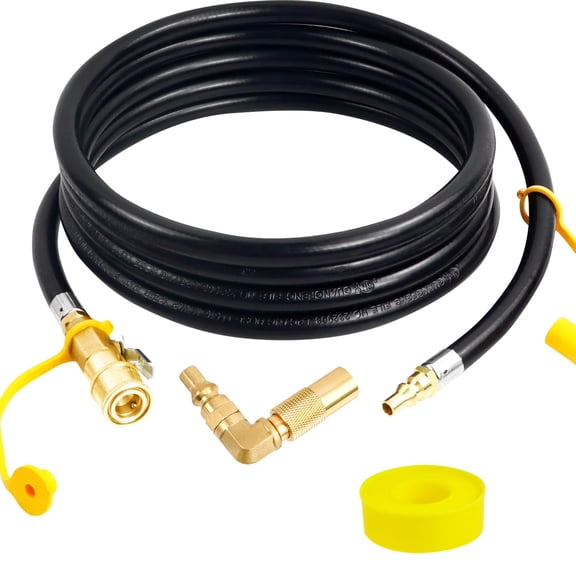 Upgraded 12FT RV Quick Connect Propane Hose for RV to Grill, Low Pressure Quick Connect Propane Hose with Elbow Adapter for 17" and 22" Blackstone Griddles/Grills