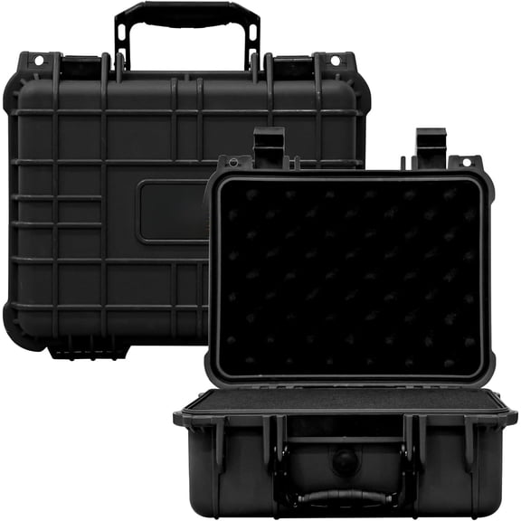 Upgraded 13.6X11.4X6" Black Hard Case - Waterproof Custom Foam for Drones, Cameras & Equipment