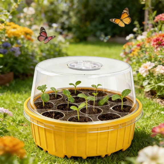 Upgraded 13 Hole Covered Breathable Seeded Box And Seeded Tray Cultivation Box Green Plants Cultivation Tray Set Equipped With Adjustable Ventilation Openings H