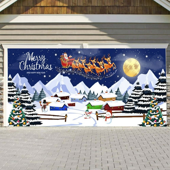 Upgraded 13x6FT Christmas Garage Door Background K