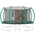 thumbnail image 1 of Upgraded 14FT Trampoline Enclosure Net, Large Outdoor Pumpkin Trampolines with Toss Game, ASTM Approval 330LBS Weight Capacity for 4 Kids and Adults, Green, 1 of 1