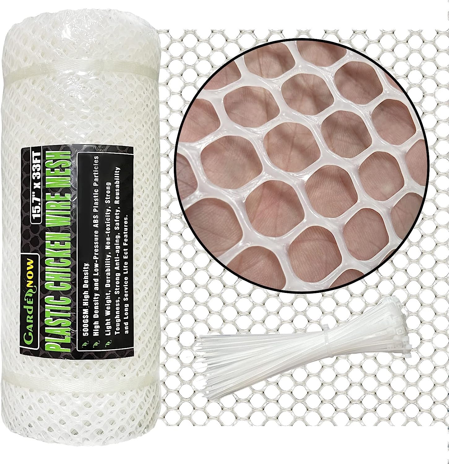 Boen Plastic Hex Chicken Wire Mesh Temporary Fence Roll (3' x 25