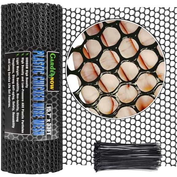 Upgraded 15.7IN x 33FT ABS Plastic Chicken Wire Fence Mesh, Poultry Fencing, Hexagonal Fencing Wire for Gardening, Construction Barrier Netting, Chicken Wire Frame Crafts, Floral Netting