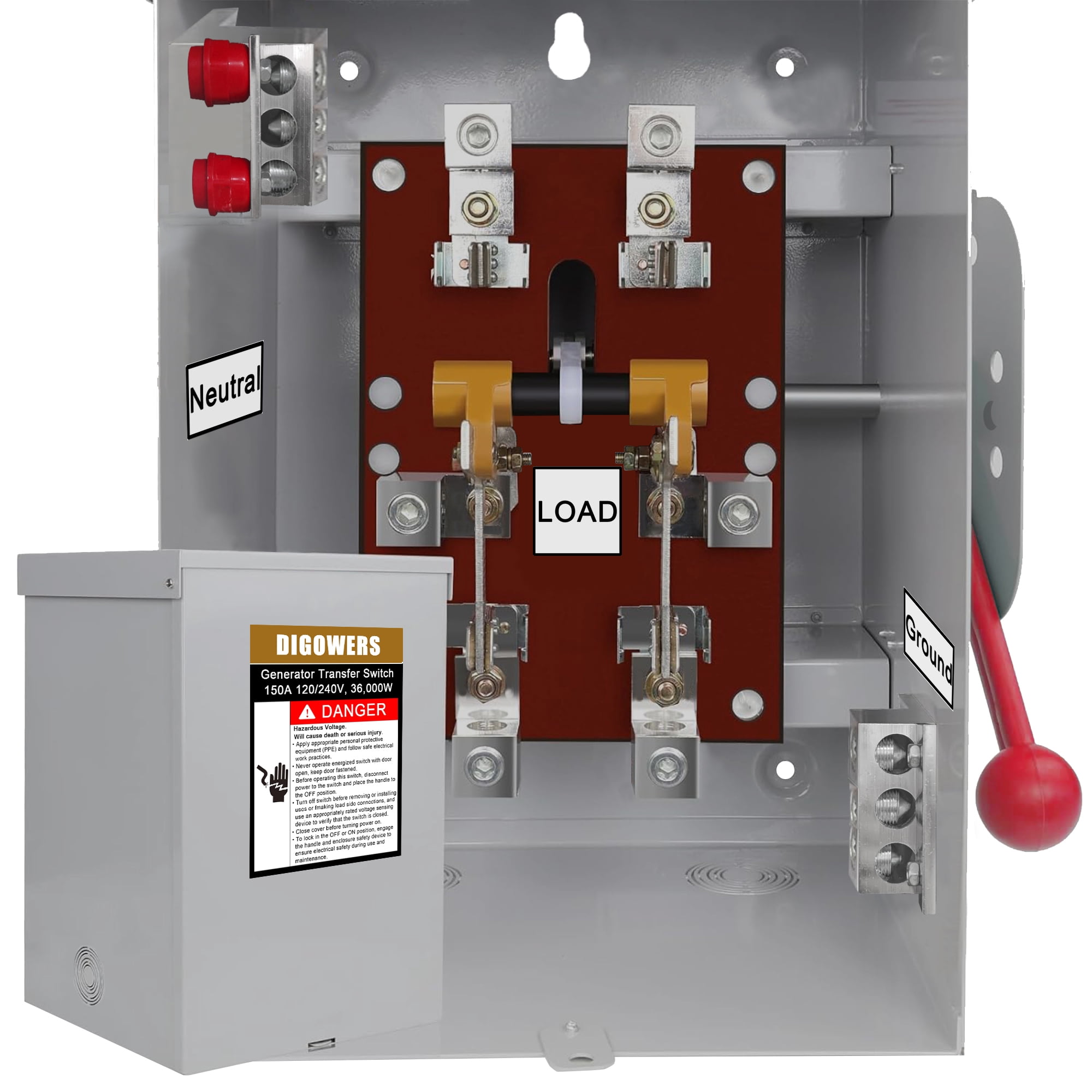 Upgraded 150 Amp Manual Transfer Switch, Generator Transfer Switch, 120/240-Volt 36,000-Watt General-Duty Double Throw Safety Switch, Transfer Switches for Outdoor and Indoor Generator