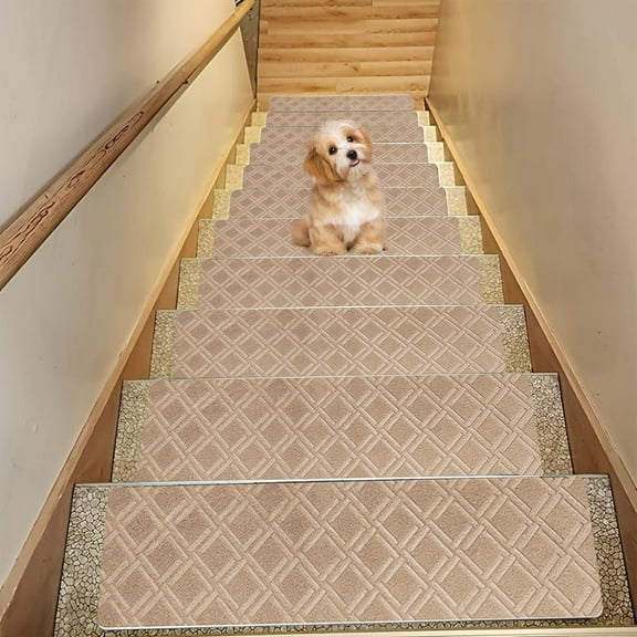 Upgraded 15PCS Large Size No Slip Carpet Stair Treads Non Slippery Rug Slip Resistive Indoor Runner For Kids Elders And Pet With Reusable Adhesive Easy To Clean F