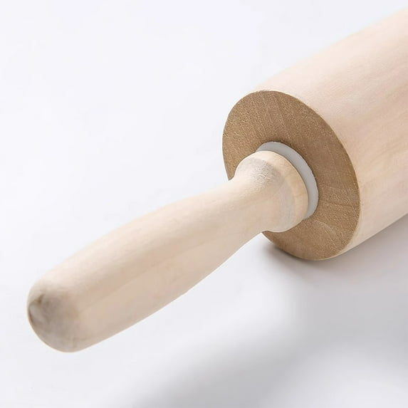 Upgraded 17 Inch Wooden Rolling Pin With Rotating Ergonomic Handle Dough Roller For Baking Pizza Pastries Bread And Cookies W
