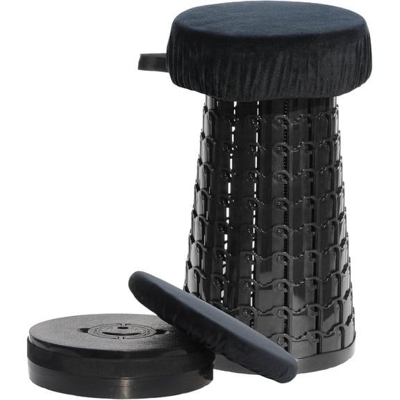 Upgraded 19.7" Collapsible Stool + 1.38" Thicker Cushion, Portable Telescoping Stool Foldable for Adults, 1000lbs Max Weight, Heavy Duty Portable Chair for Outdoor Travel&Camping