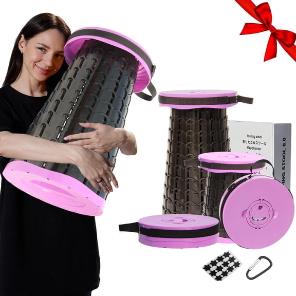 Upgraded 19.7" Portable Collapsible Folding Stool Retractable Telescoping Foldable Stool for Adults Heavy Duty Camping Sturdy with Max Load Capacity 1000lbs for Outdoor Fishing Hiking BBQ