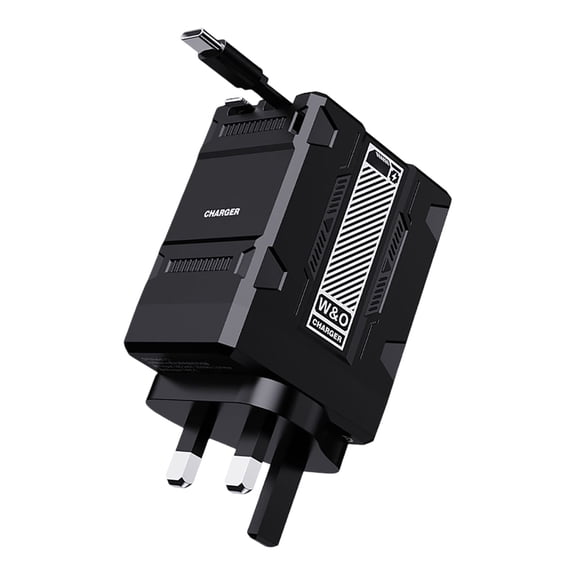 Upgraded 2 in 1 Fast Charger 120w, 2025 New Retractable Scalable Super Fast Charger Module, Foldable Charging Adapter Wall Plug for All Smartphones (Black)