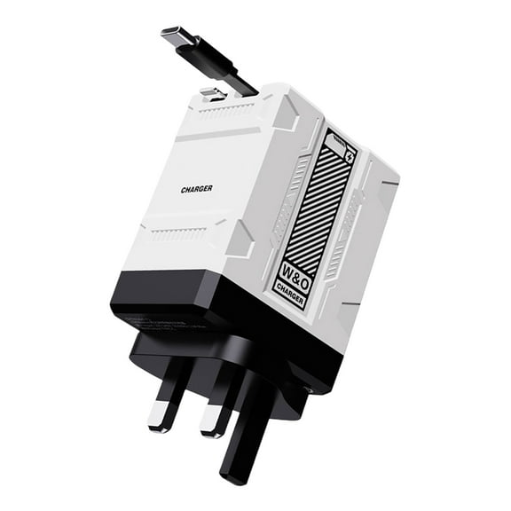 Upgraded 2 in 1 Fast Charger 120w, 2025 New Retractable Scalable Super Fast Charger Module, Foldable Charging Adapter Wall Plug for All Smartphones (White)