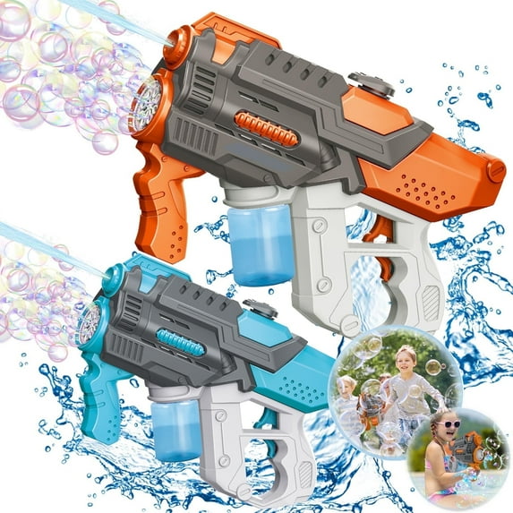 Upgraded 2 in 1 Water Gun & Bubble Guns for Kids, Electric Bubble Maker & Water Squirt Toys with 550ml Water Tank for Toddlers Gift, Outdoor Toys for Kids Ages 4-8-12, Orange