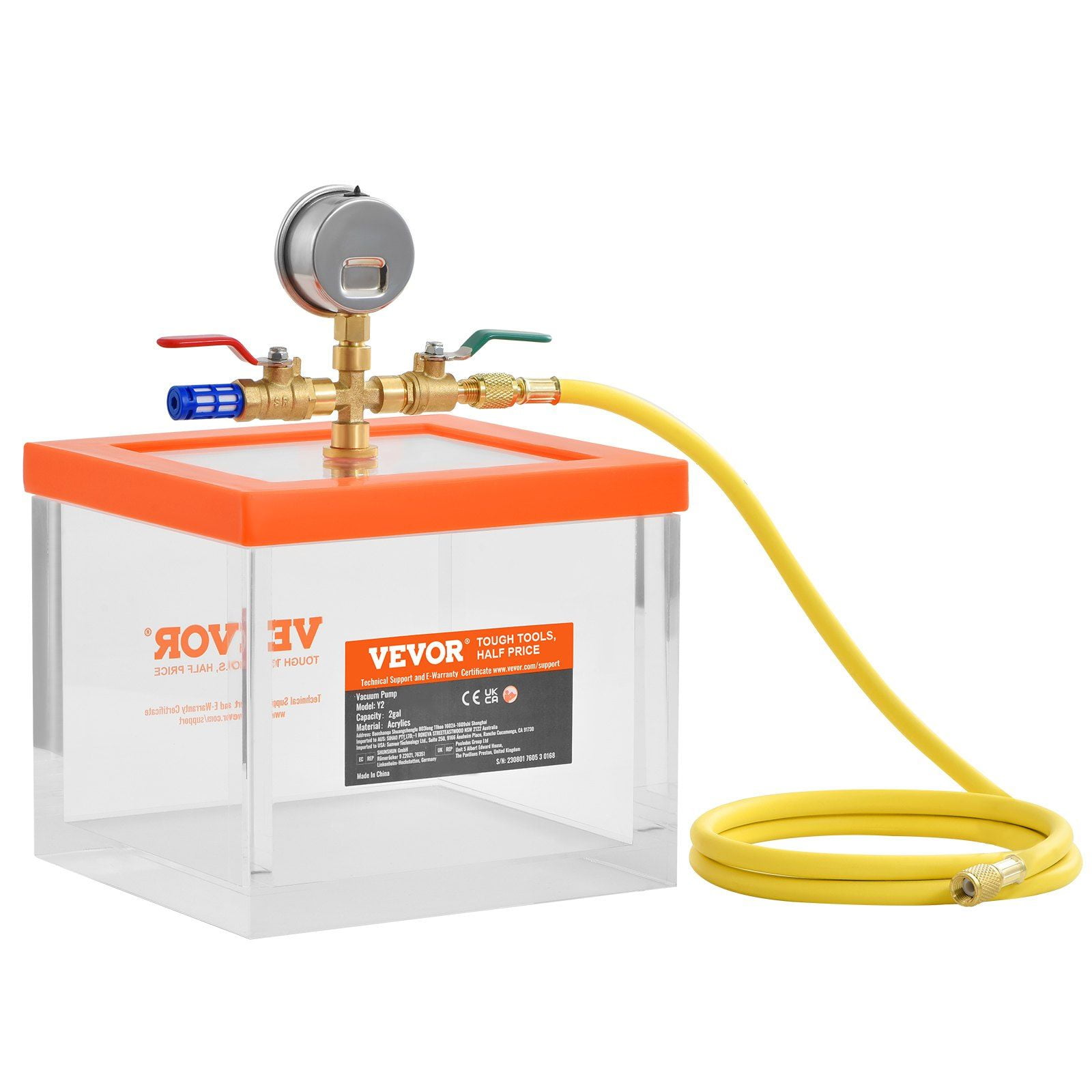 Upgraded 2-Gallon Vacuum Chamber Kit - Transparent Acrylic for Resin, Silicone & Plaster Degassing - Leakproof Seal