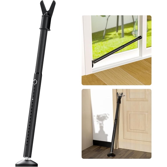 Upgraded 2-in-1 Door Security Bar, Heavy Duty Anti-Slip Door Stopper Stick for Front/Sliding Glass Door, No Drill Easy Install Door Jammer for Apartment Travel, 20-51” Adjustable Portable Door Lock