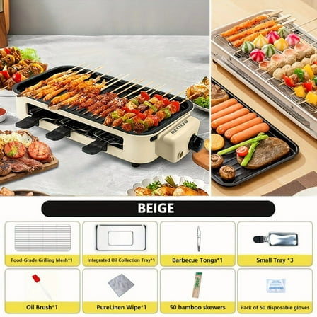 Upgraded 2-in-1 Electric Indoor BBQ Grill & Hot Plate - 1200W Smokeless Nonstick, Temp Control, Dishwasher Safe for Christmas & Thanksgiving