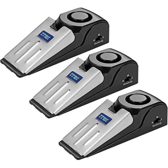 Upgraded 2 in 1 Portable Door Stopper Floor Wedge Security Alarm Loud 120db Entrance Alert Door Stop Alarm for Travel Home Apartment House (3 Packs)