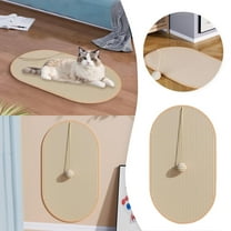 Upgraded 2-in-1 Sisal Cat Scratch Mat – Extra-Large Oval Wall-Mounted & Floor Pad with Interactive Toys (22.83x14.17in)