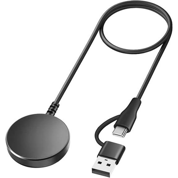 Upgraded 2 in 1 USB C/A Charger for Samsung Galaxy Watch 7/6/5/4/3/Active/Ultra, Fast Charging Galaxy Watch Charger, 3.4Ft, 1Pack