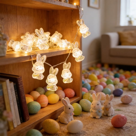 Upgraded 20 LED Light Strings Transparent Rabbits Battery Box Indoor Wedding Decoration Festival Decoration H