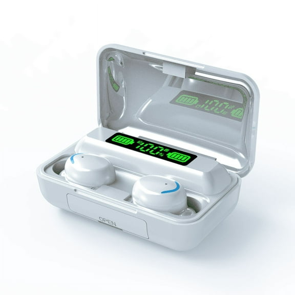 Upgraded 2023 Model True Wireless Noise Canceling Earbuds with Mic Waterproof Bluetooth 5.0 Headphones Ear Buds with Charging Case Power Bank White