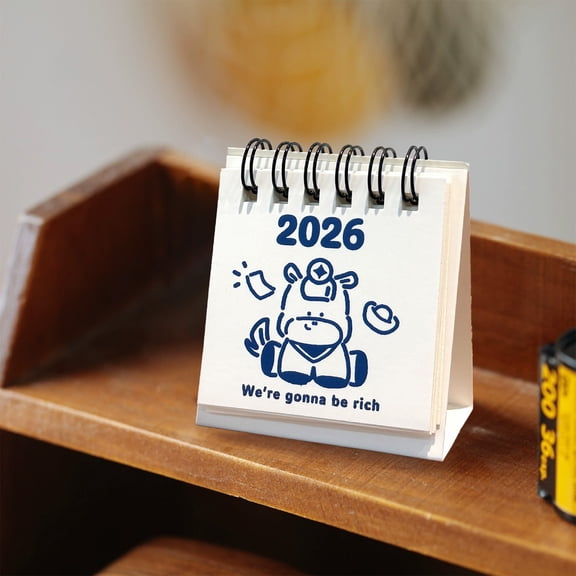 Upgraded 2026 Cartoons Horse Illustration Mini Desk Calendar Cute Calendar Ornament Student Study Planner Desk Calendar Suitable For Holiday Decorations F