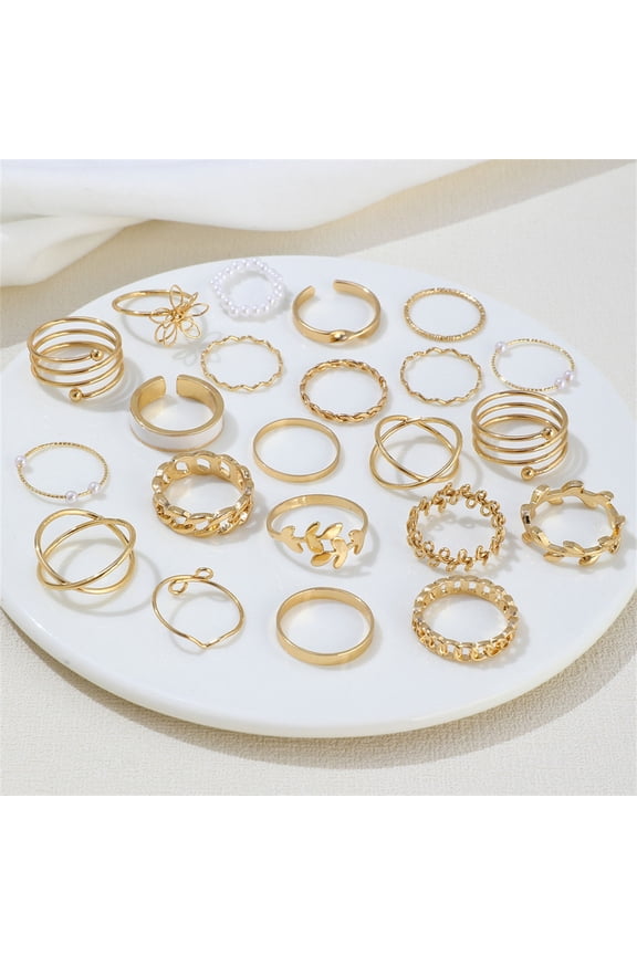 Upgraded 22-Piece Vintage Rhinestone Pearl Ring Set For Women Unique Eye Elegant And Accessories