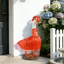 Upgraded 23 In Porch Gooses Clothes Green Plants Gardening Style Shawl Scarf Gooses Statue Lawns Holiday Decoration N