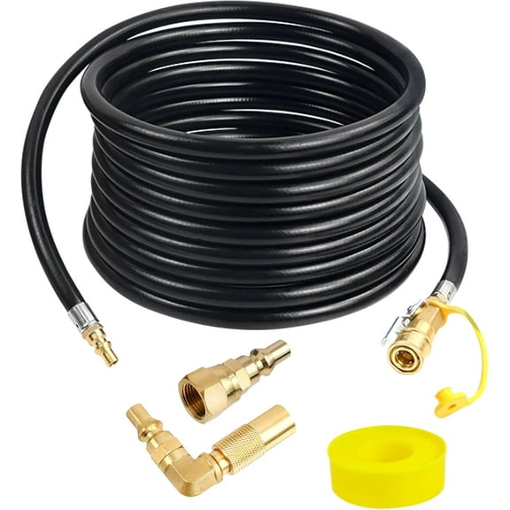 Upgraded 24FT RV Quick Connect Propane Hose for RV to Grill, Low Pressure Quick Connect Propane Hose with Elbow Adapter for 17" and 22" Griddles/Grills