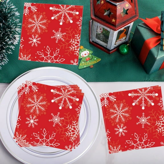 Upgraded 25 Pieces White Snowflake Napkins Paper Towels Winter Snowflake Party Tableware Supplies Birthday Party Tableware C