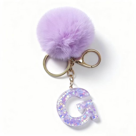 Upgraded 26 Letter Purple Velvet Ball Pendant Letter Pendant Keychain Backpack Small Pendant Holiday Gift V
