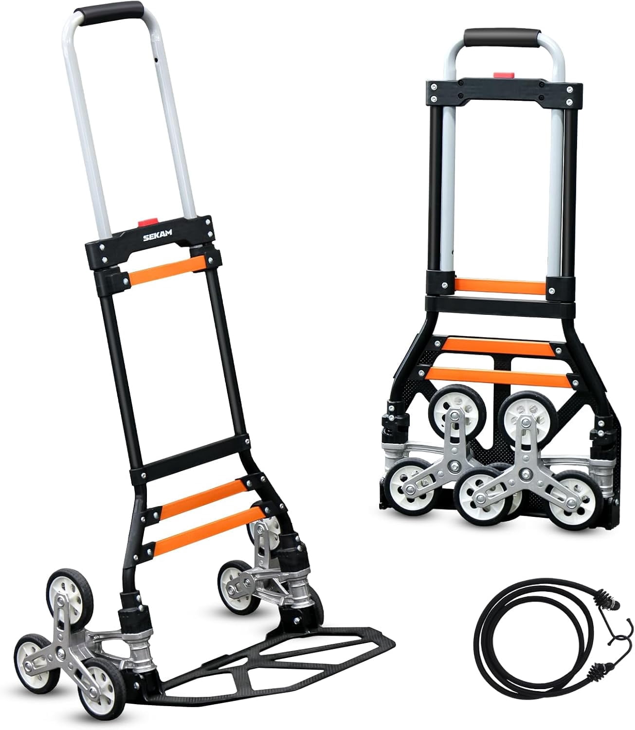 Upgraded 280 Lbs Heavy-Duty Stair Climbing Folding Hand Truck Dolly, 6-Wheel Portable Cart for Moving, Luggage, Groceries & Office Use
