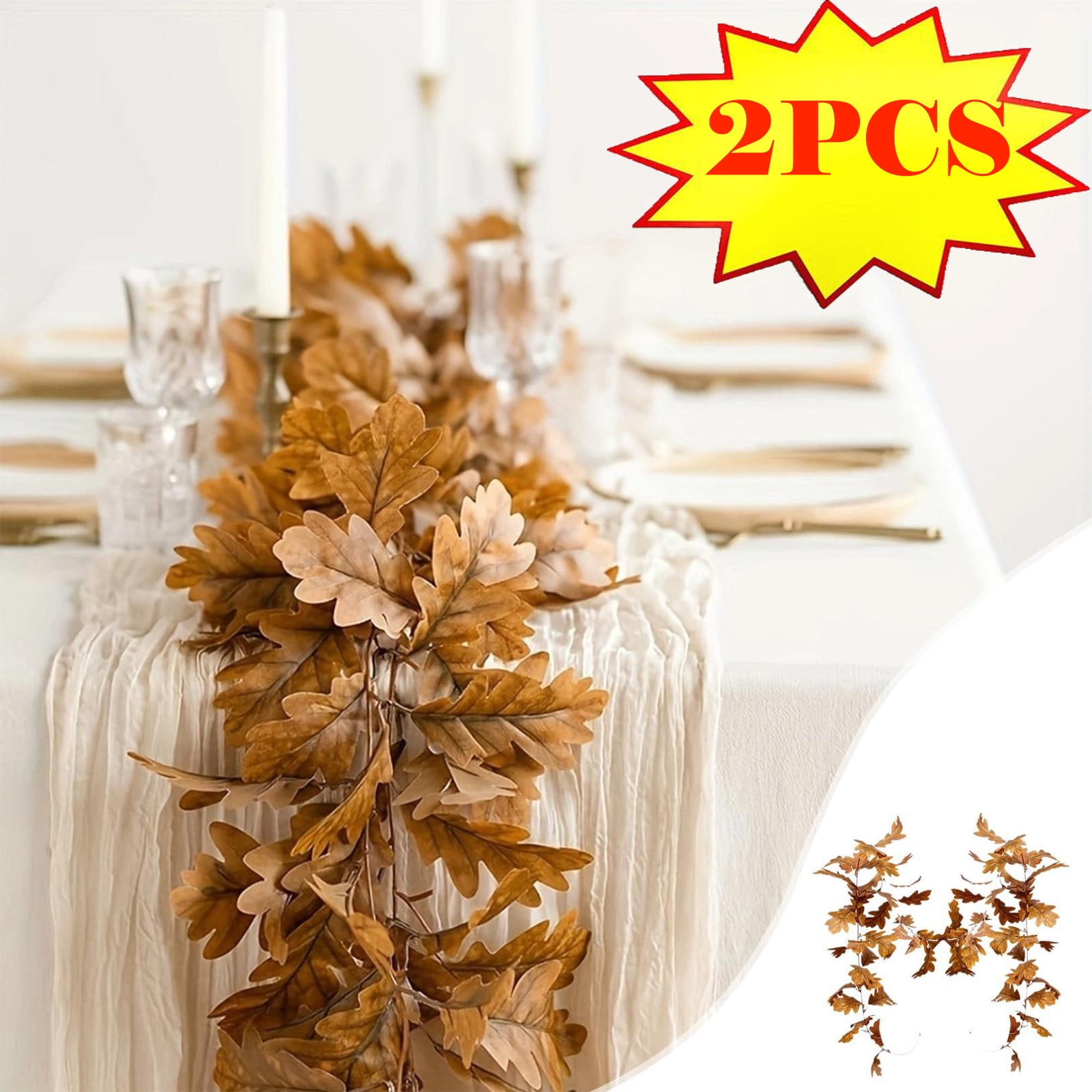Upgraded 2PCS Fall Hanging Garlands for Thanksgiving,Ideal Leaf Vine Decoration For Delicate Table Setting At Event Halloween Maple Leaf Vine Decorations 96"