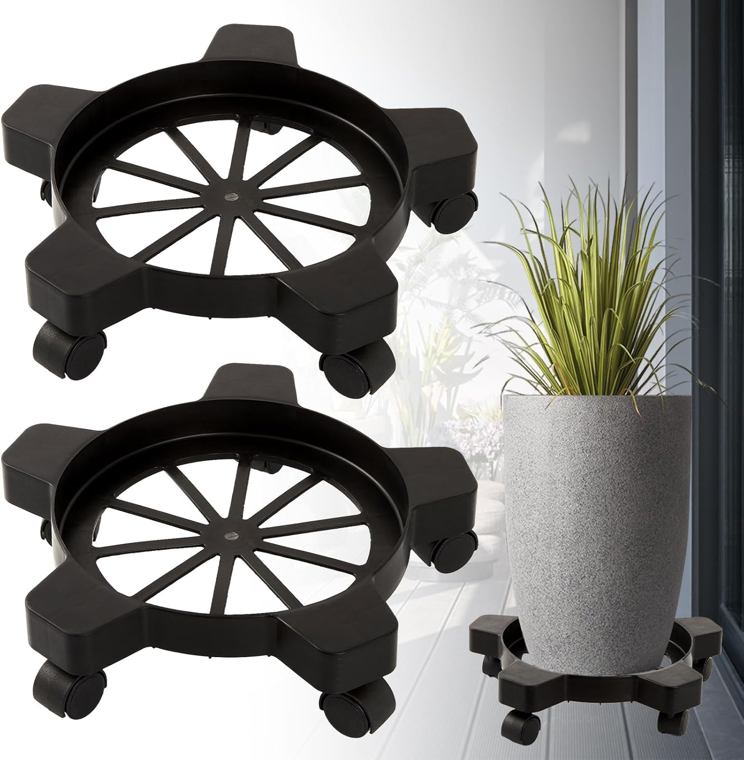 Upgraded 2Pcs 5 Gallon Bucket Dolly with 5 SmoothRolling Swivel