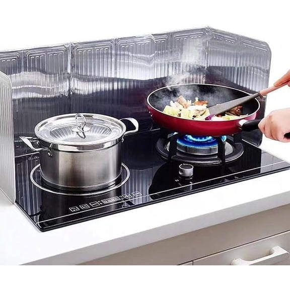 Upgraded 3 Sided Nonstick Splatter Guard Aluminum Foil Stove Splatter Guard Foldable High Temperature Splatter Guard For Frying Stove