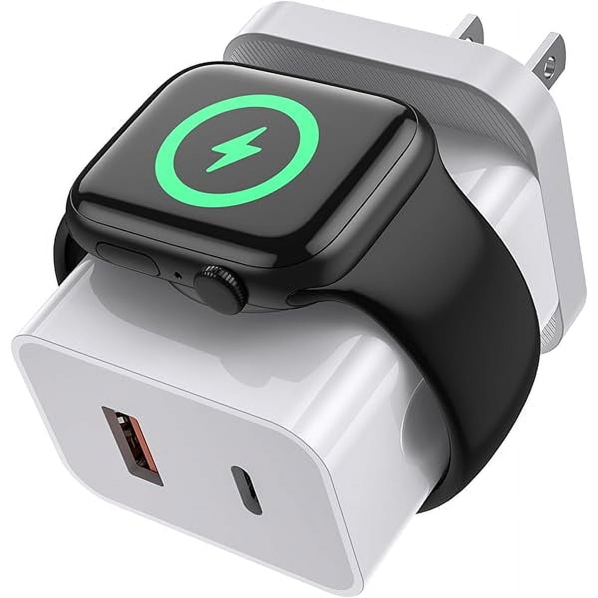 Upgraded 3-in-1 Apple Watch Charger,20W Fast Charging Block, Dual Ports Wall Charger with Magnetic Wireless Charging Compatible with iPhone, Apple Watch Series, iWatch Series 10 9/8/UItra/7/6/5/4/3