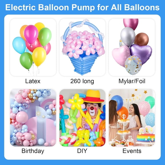 Upgraded 3-in-1 Electric Balloon Pump with 5 Nozzles for Latex Foil Long Balloons and Inflatables